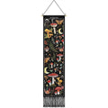 Vintage Tapestry 52x13 Inch Long Vertical Wall Hanging with Botanical Mushroom Tassel