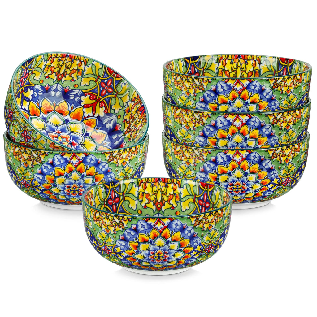 6/12 Piece Cereal Bowls Set 28 Oz Ceramic  Bohemian style