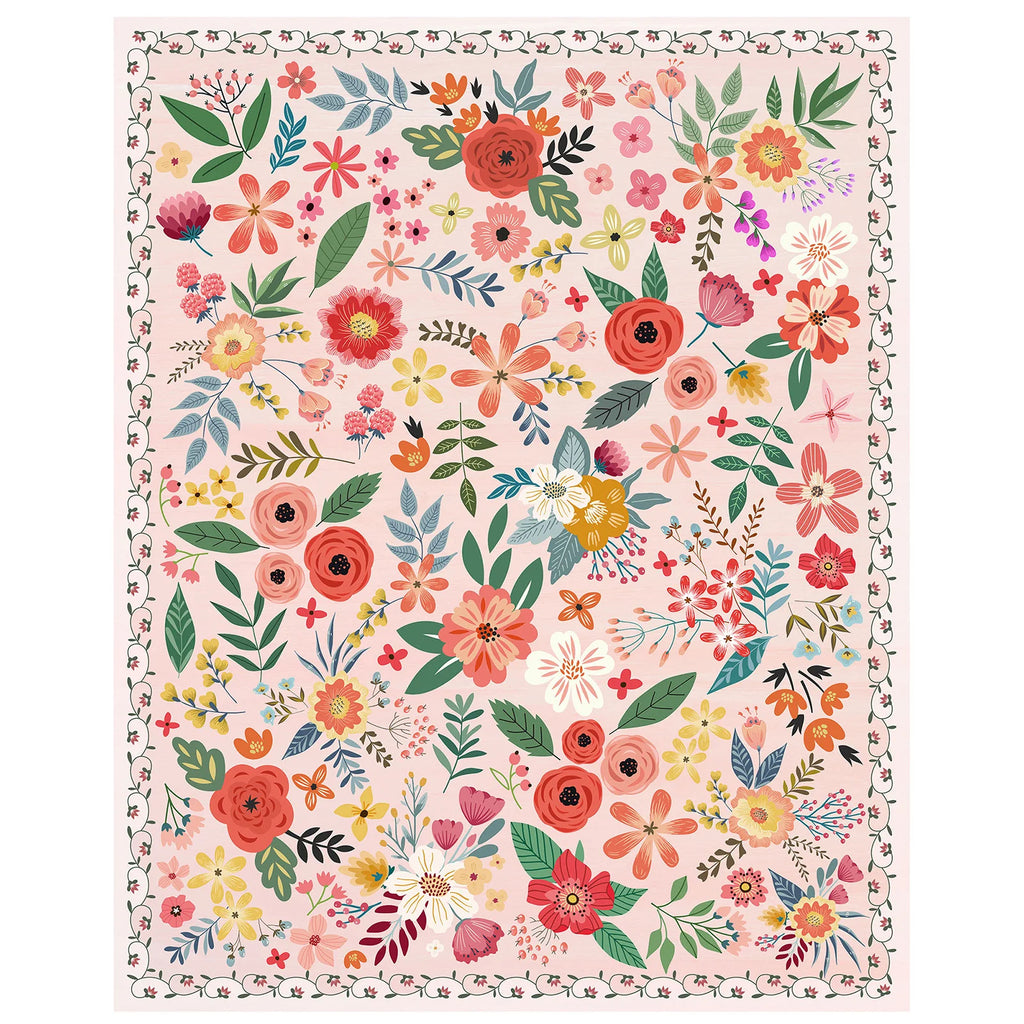 8' X 10' Washable Rug Boho Floral Rug Low Pile Indoor Carpet Non Slip Floor Carpet for Large Living Room Bedroom
