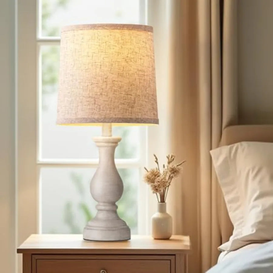 Farmhouse Table Lamps Set of 2 - Rustic Bedroom Lamps  22" Boho Bedside Lamp