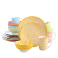 16 Pieces Porcelain Multi-Colour Japanese-style Dinnerware Set with 4PCS Dinner Plate Dessert Plate Bowl Mug