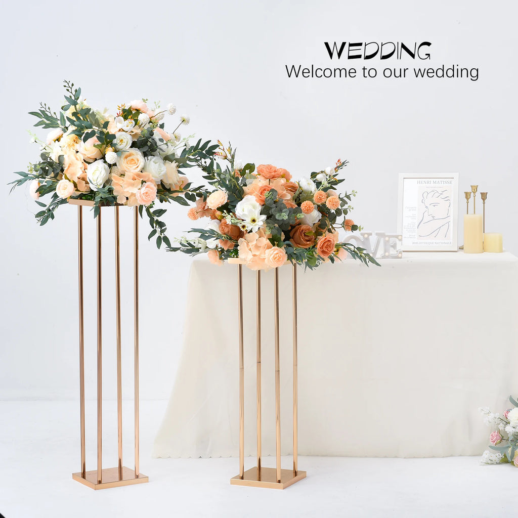 8Pcs Gold 23.6inch Flower Vases Rectangular Centerpiece Display