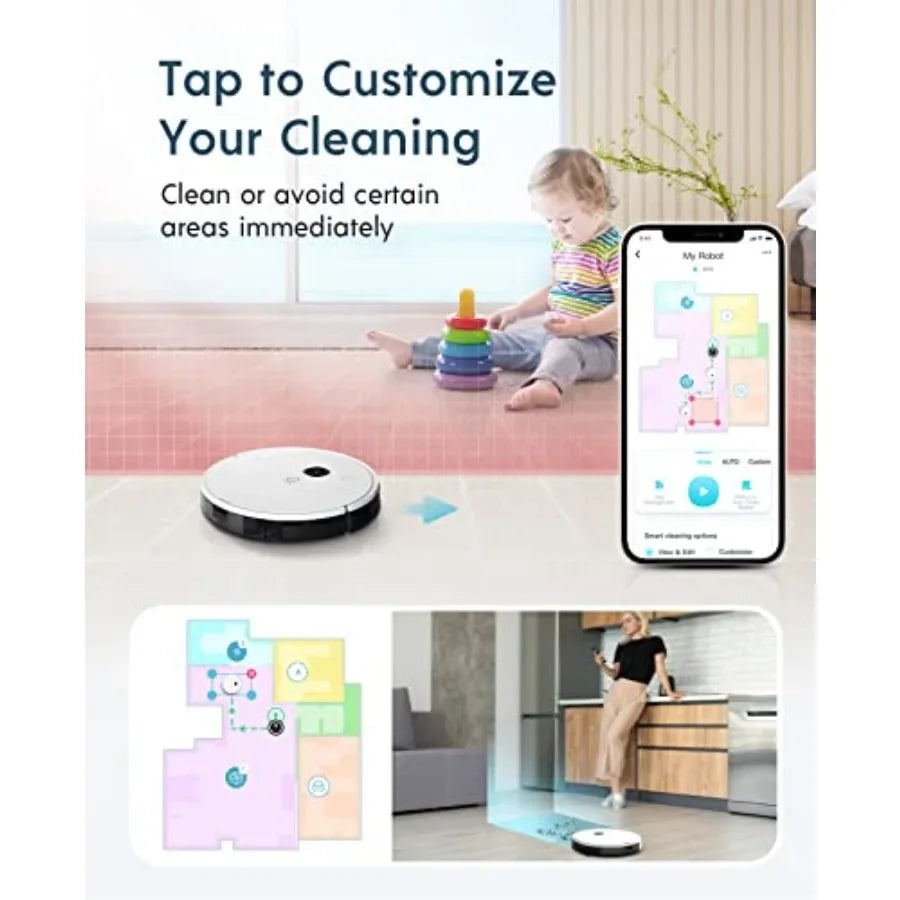 Vac Station Robot Vacuum and Mop for Home Use Plastic, Self-Emptying 3-in-1 Cleaner with 200-Min Runtime, 3000Pa Suction,