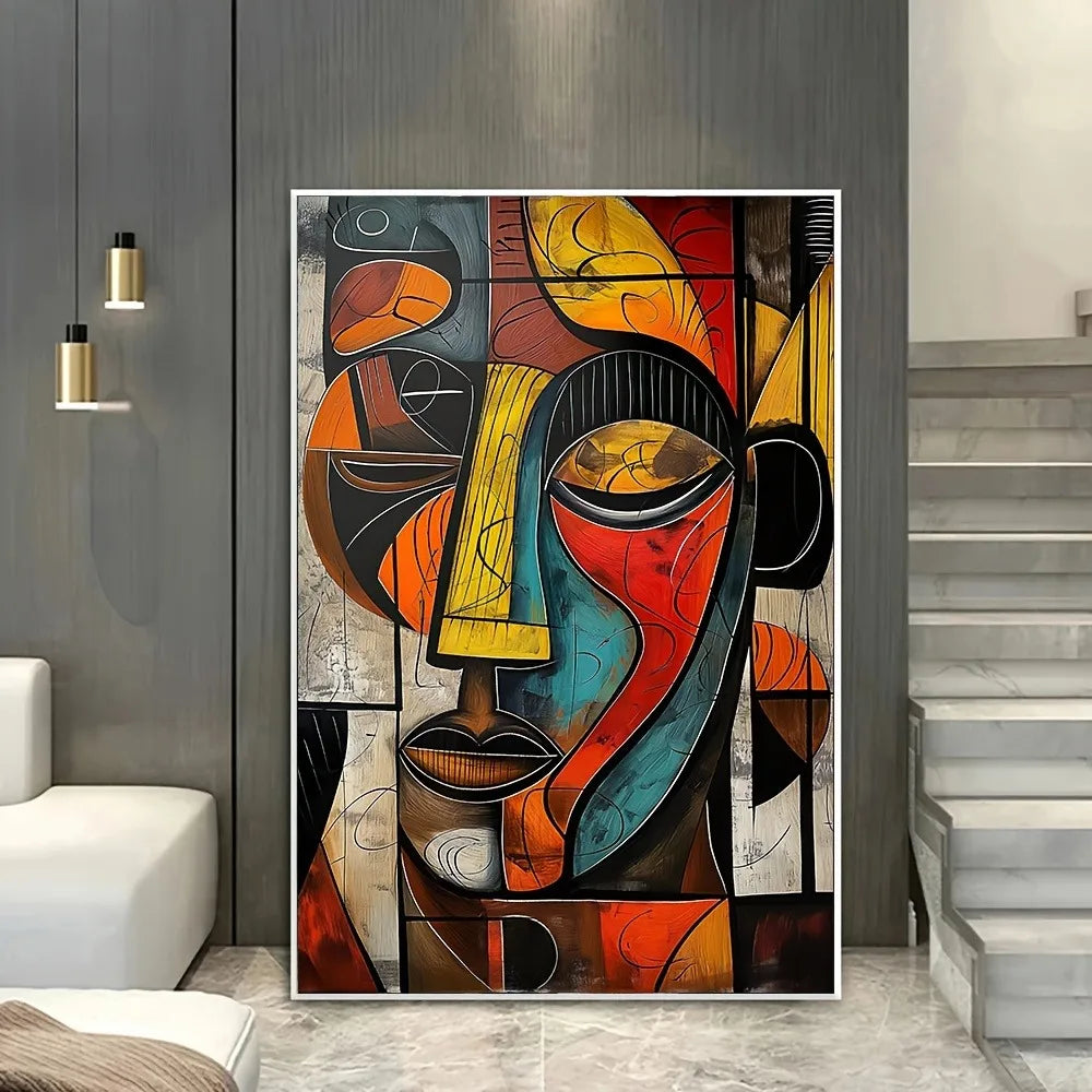 Modern abstract African art canvas print, frameless wall art LARGE