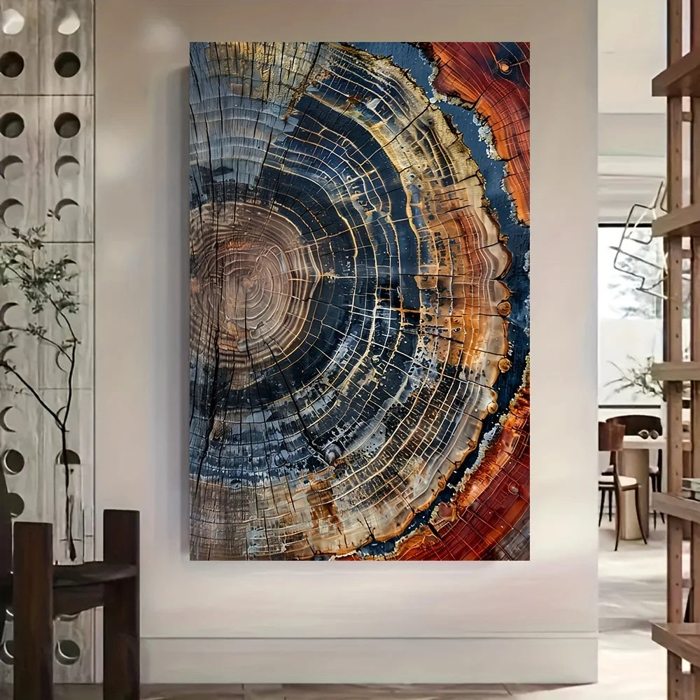 Abstract tree ring canvas art print,31.49x47.24 inch frameless modern wall hanging decoration