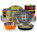 Vancasso 12/16/18/24 Piece Bohemian Stoneware Ceramic Dinnerware Set  Dinner/Dessert Plate/Cereal/Pasta Bowl For 6