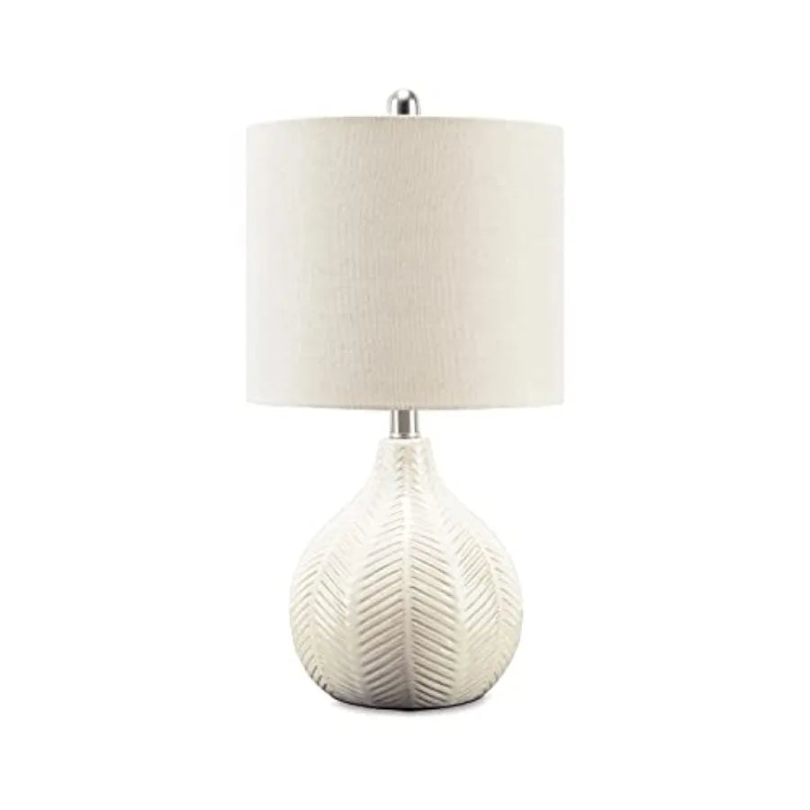 Ceramic Table Lamp, Transparent Glaze Finish, Drum Hardback Fabric Shade, 11" W x 11" D x 21" H, Off