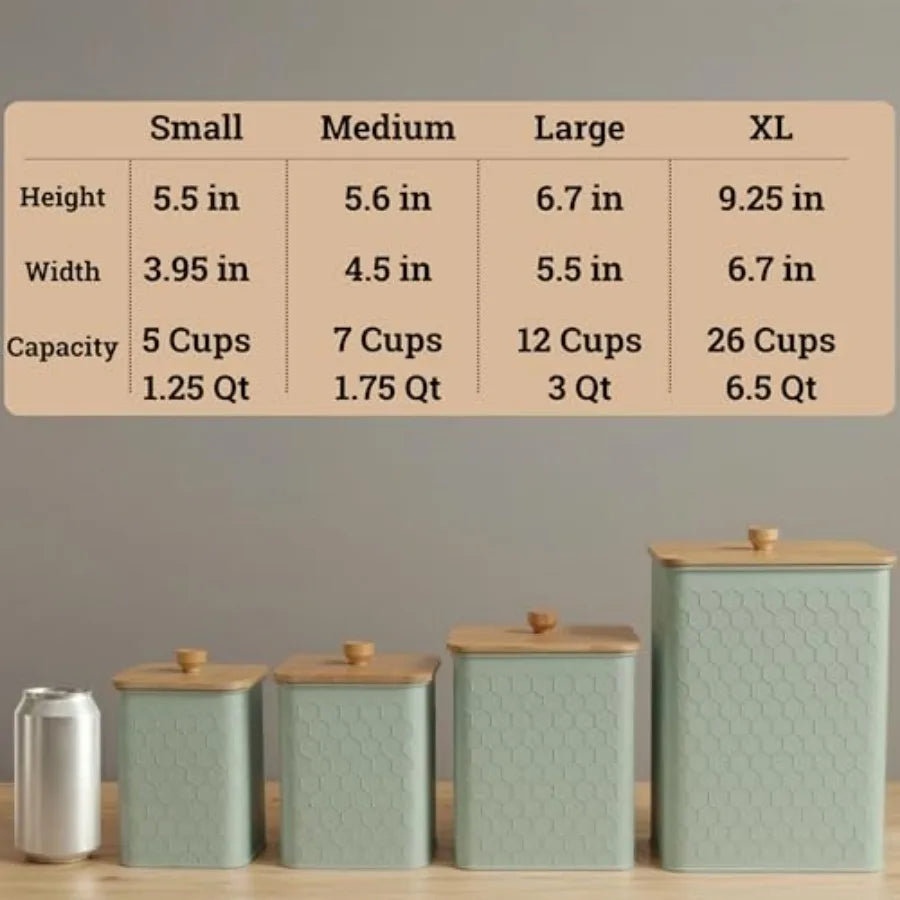 Kitchen Canisters  Set of 4 - Textured Iron with Airtight Lids