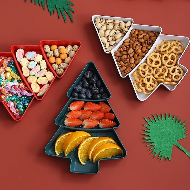 5PCS Christmas Tree Serving Tray Plastic