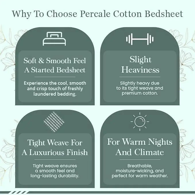 Soft 100% Cotton Percale Sheets, 300 Thread Count Bed Set with 16" Deep Pocket, Cooling Breathable Bedding for All Seasons, Twin