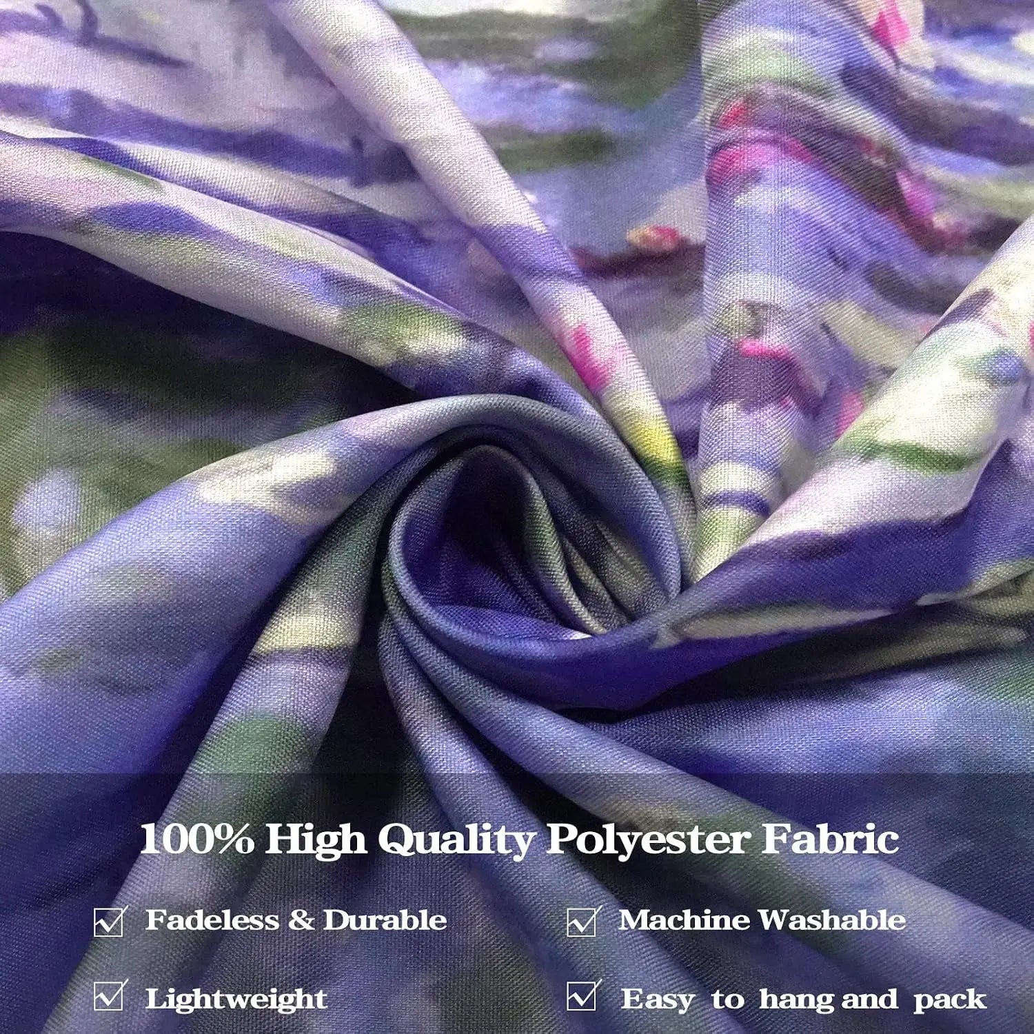Water Lilies Tapestry Green Floral Wall Art  80x60 Inch