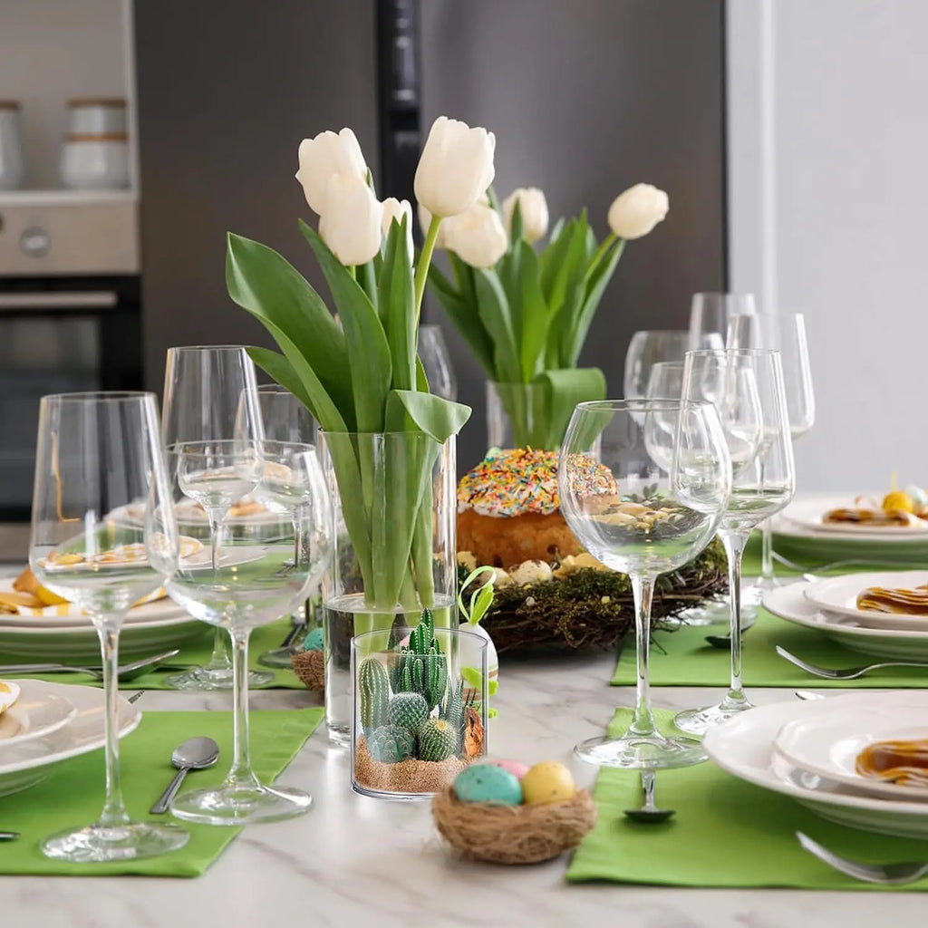48 Pack Thick Glass Cylinder Vases 4,6,9,12 Inch Tall Clear Flower Vase Hurricane Floating Candle Holder