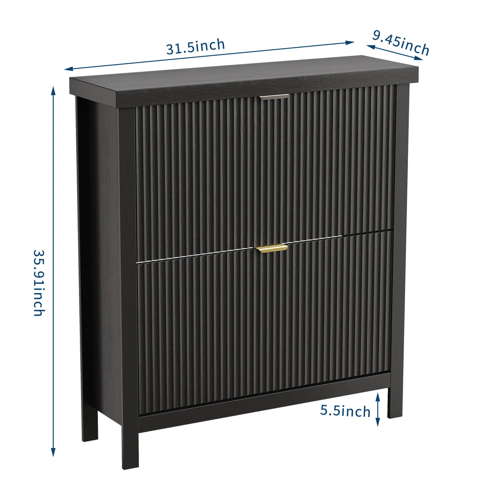 Fluted Shoe Cabinet with 2 Flip Drawers Natural Oak Hide Everyday Shoes in a Slim 9.5-Inch  Fluted Style