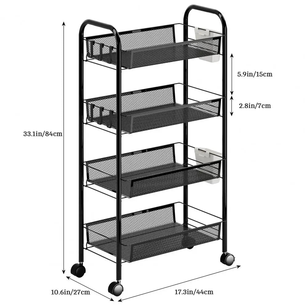 Storage Basket, 5 Tier Stackable Metal Mesh with 360 Wheels