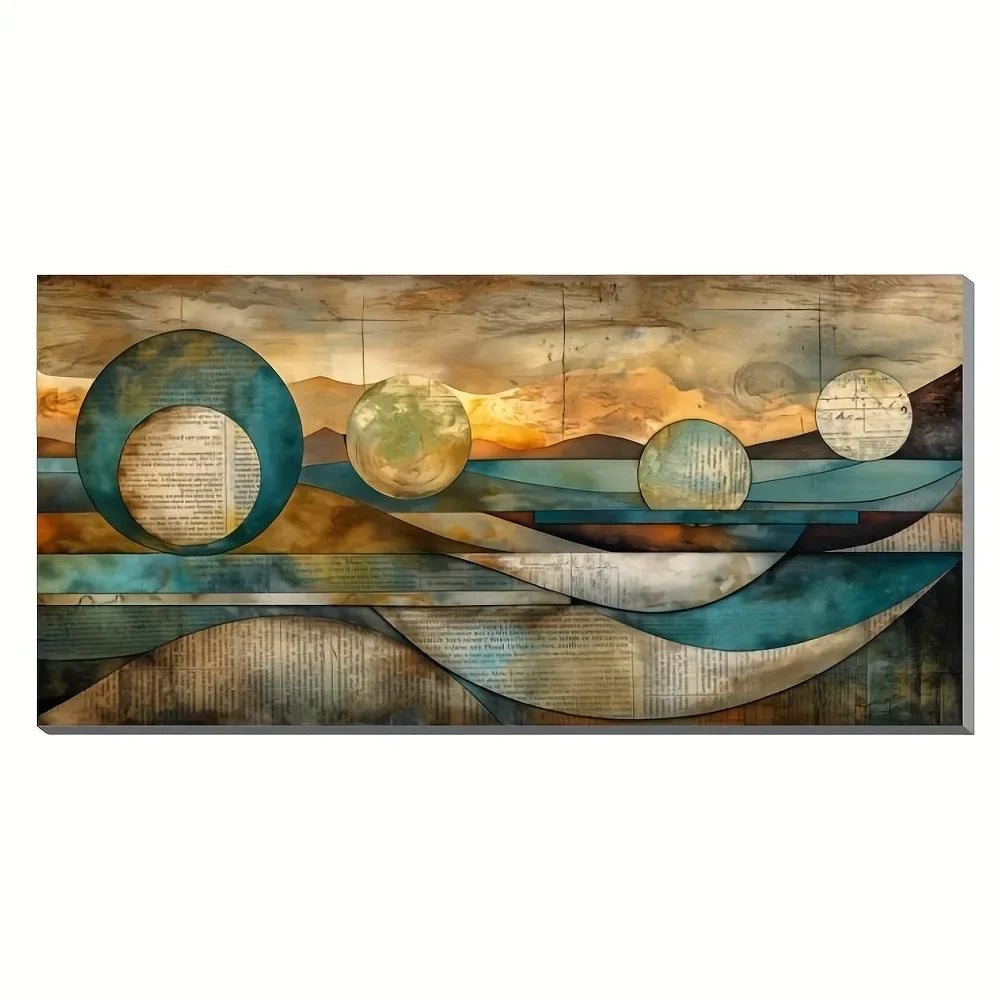 Modern Contemporary Frame Canvas wall art, pine frame, wax canvas painted  1.5 inches