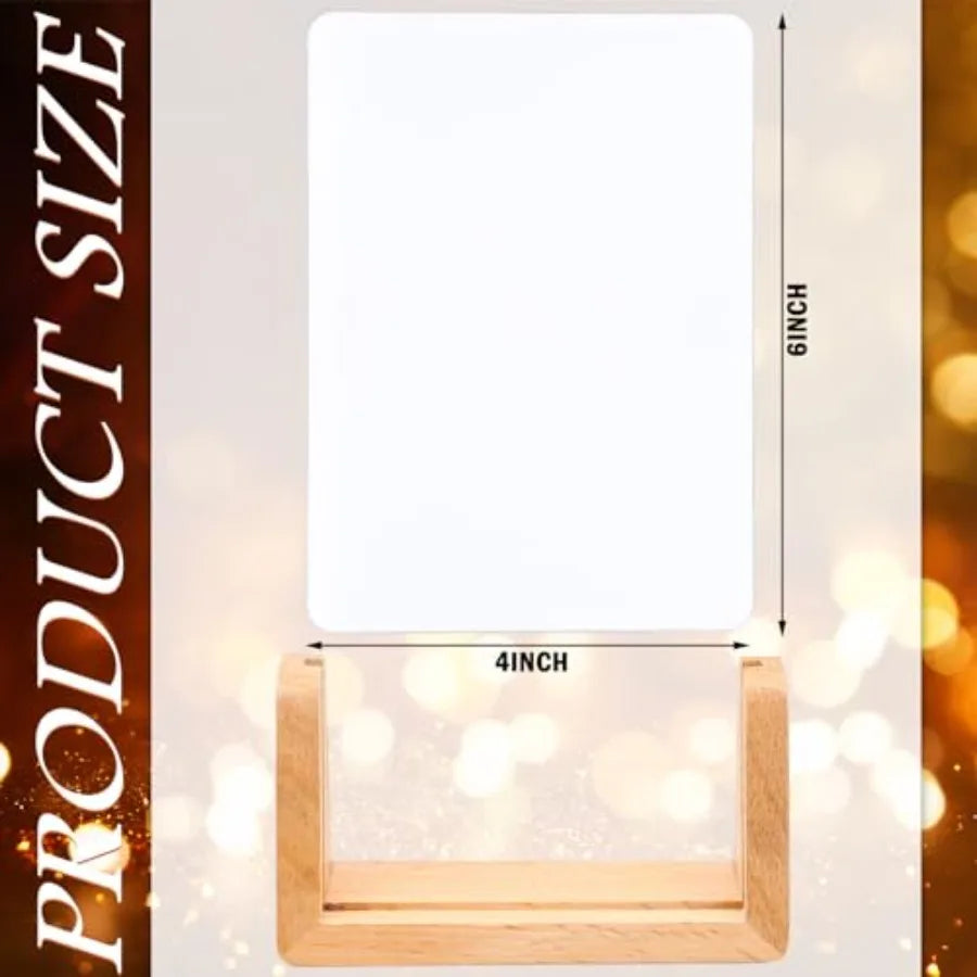 Pack LED Acrylic Photo Frames Night Lights Blanks, Light with Wood Stand for Heat Press Machine Prints