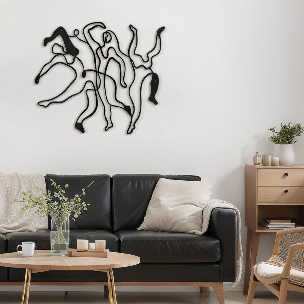 Minimalist Single Line Female Figure Metal Wall Sculpture Black 45.7cm Modern Abstract