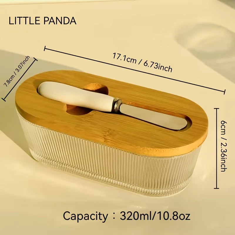 [Glass Butter Dish] 2pcs Set of Dinner Knife and Butter Box Glass Butter Dish with Sealed Lid