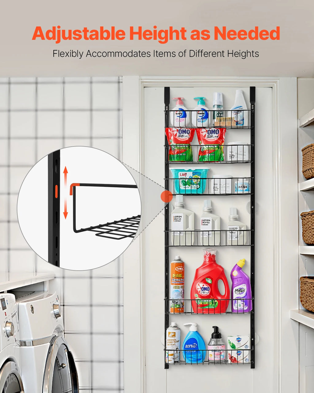 6/8/9Tier Over the Door Heavy-Duty Steel Organizer, Black