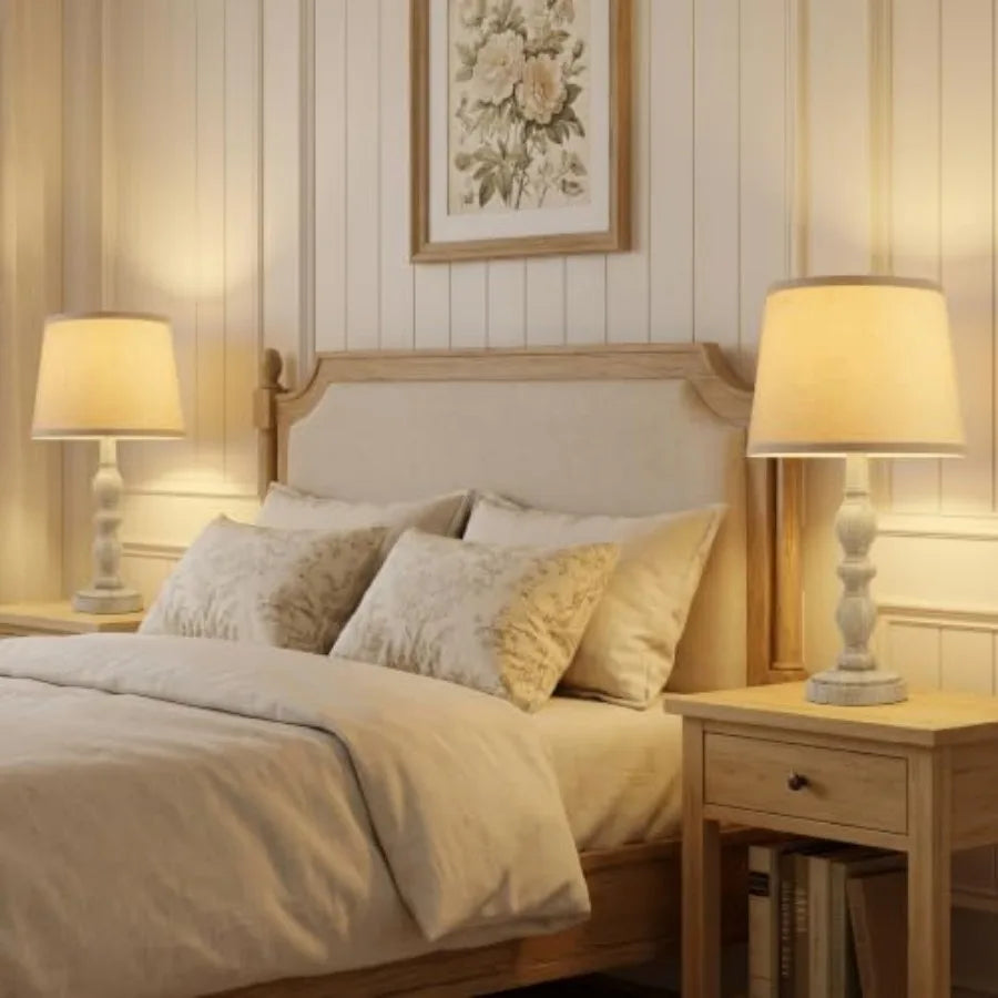 Table Lamps Set of 2, 20.5" Rustic Farmhouse  with Linen Shade