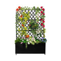 Galvanized Steel Raised Garden Bed With Trellis Privacy Screen, Locking Wheels & Drainage, Rolling Planter