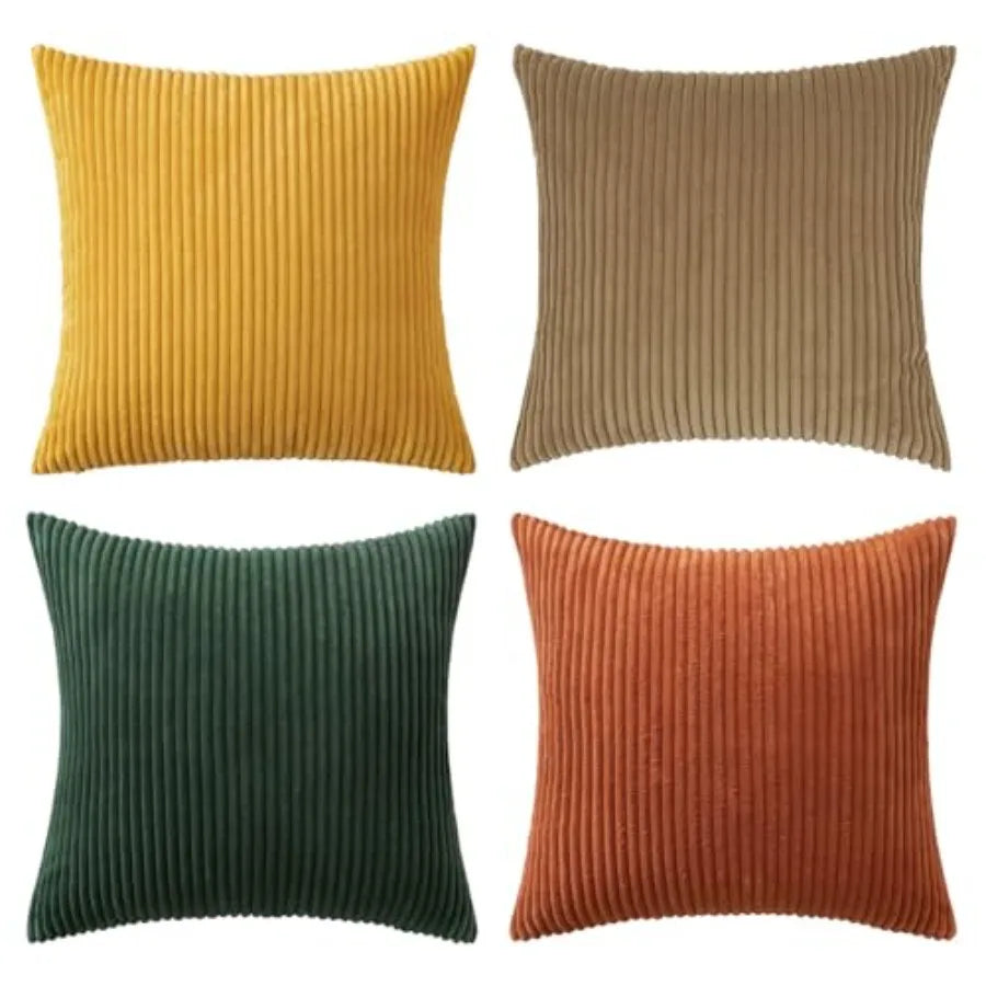 Boho Farmhouse Throw Pillow Covers 18x18 Inch Set of 4 Modern Nordic Cushion Covers Soft Corduroy
