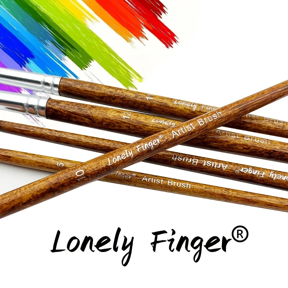 12pcs Premium Artist Synthetic Nylon Paint Brush Set  Round Pointed Tips for Acrylic, Watercolor, Oil & Gouache