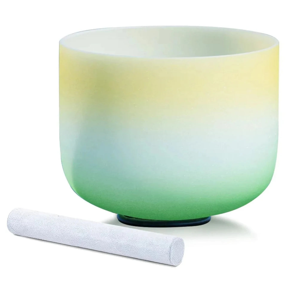 Star Pattern 10 Inch Lemon Yellow Quartz Sound Bowl 432Hz/440Hz for Yoga Meditation Energy Therapy