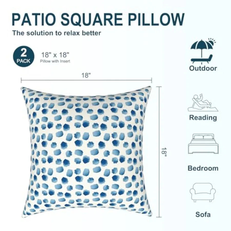 Pack of 2 Square Waterproof Outdoor Pillow sets, multi-room use