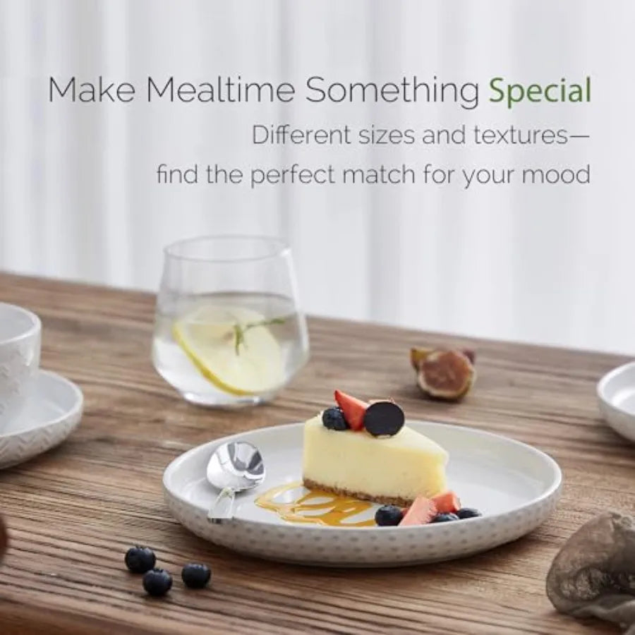 Stoneware Dinnerware Sets 4, 12 pcs Reactive Glaze Plates and Bowls Sets,  Highly Chip and Crack Resistant
