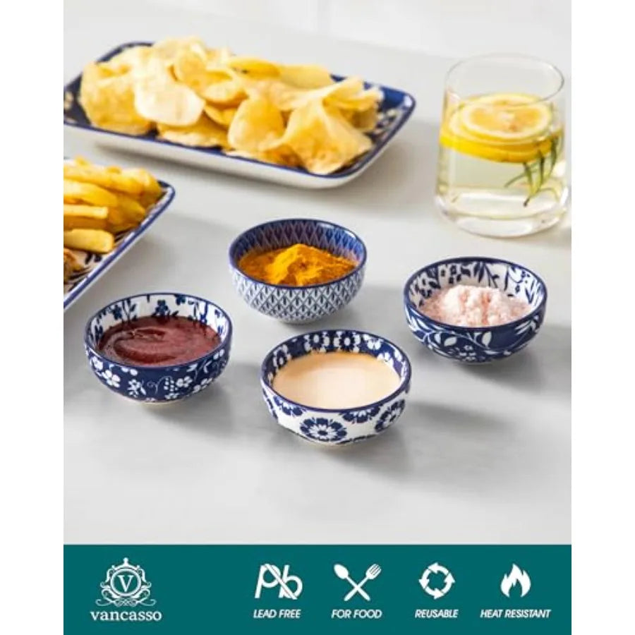 2.7 Oz Ceramic Mini Dipping Bowls Set of 6, 3 Inch Small Dip Bowls for Sauces, Nuts, Finger Bowls