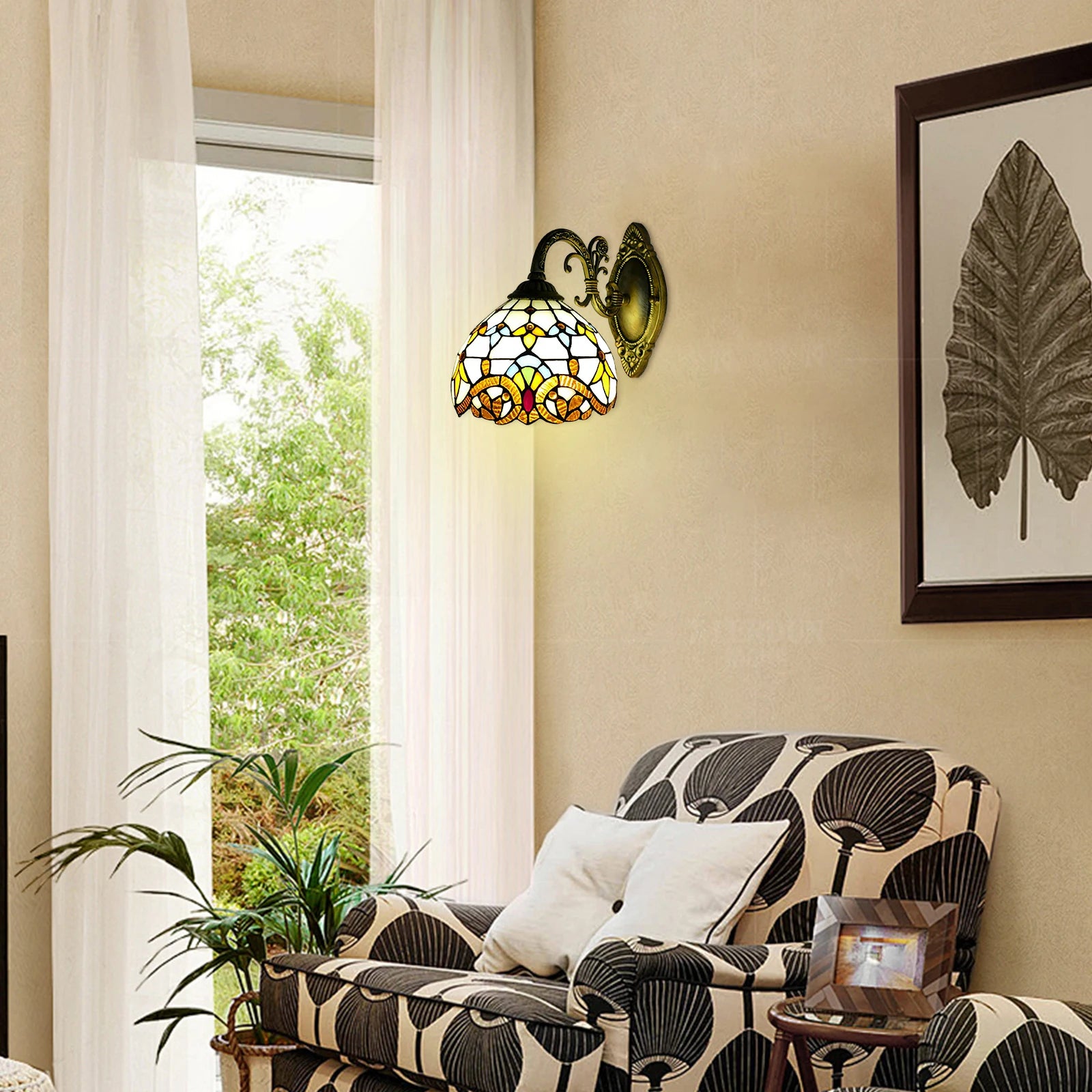 Vintage Tiffany Retro Wall Lamp Indoor Handmade Dome Lamp
