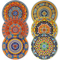 Colorful Dinner Plates Set of 6, 10.5 Inch Ceramic  Bohemian Dishes for Microwave and Dishwasher