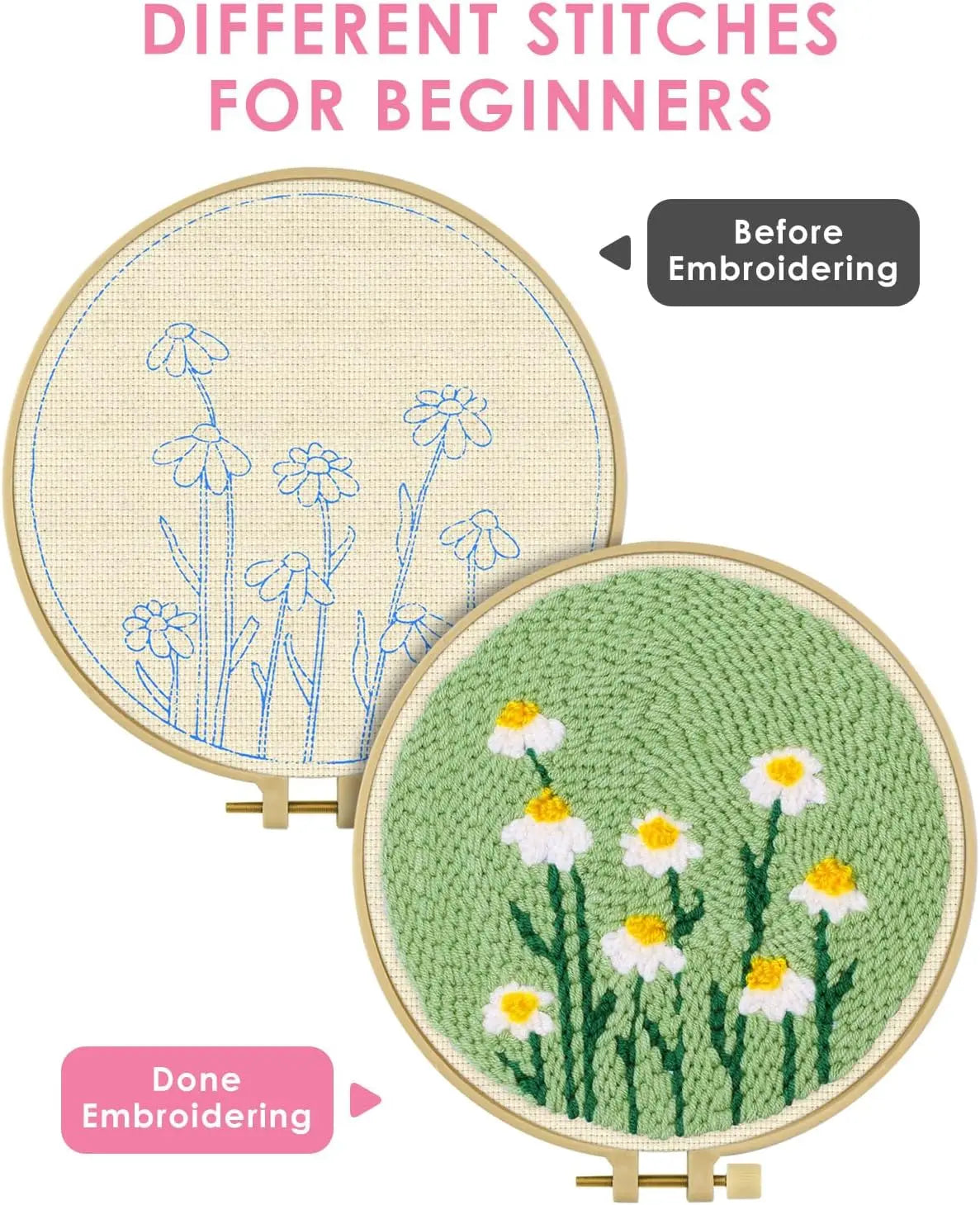 Punch Needle Embroidery Starter Kits For Beginner  Cute Animals
