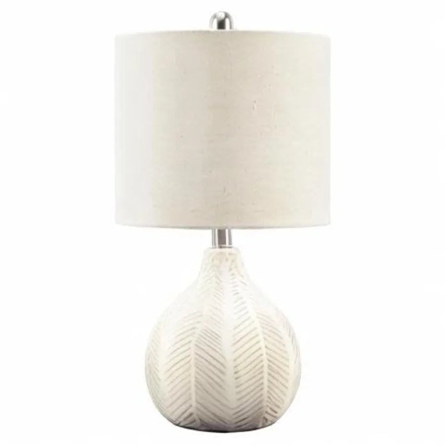 Ceramic Table Lamp, Transparent Glaze Finish, Drum Hardback Fabric Shade, 11" W x 11" D x 21" H, Off