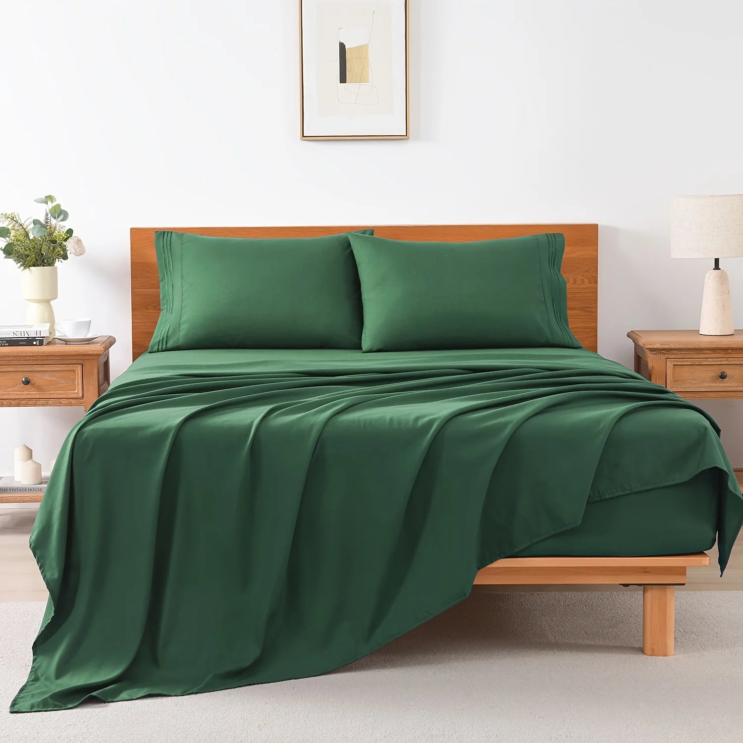 4pcs 120GSM Summer Cooling Bed Sheet Set18 Inch Deep Pockets - 1 Flat Sheet And 1 Fitted Sheet And 2 Pillowcases - Wrinkle Free And Easy Care TC1800