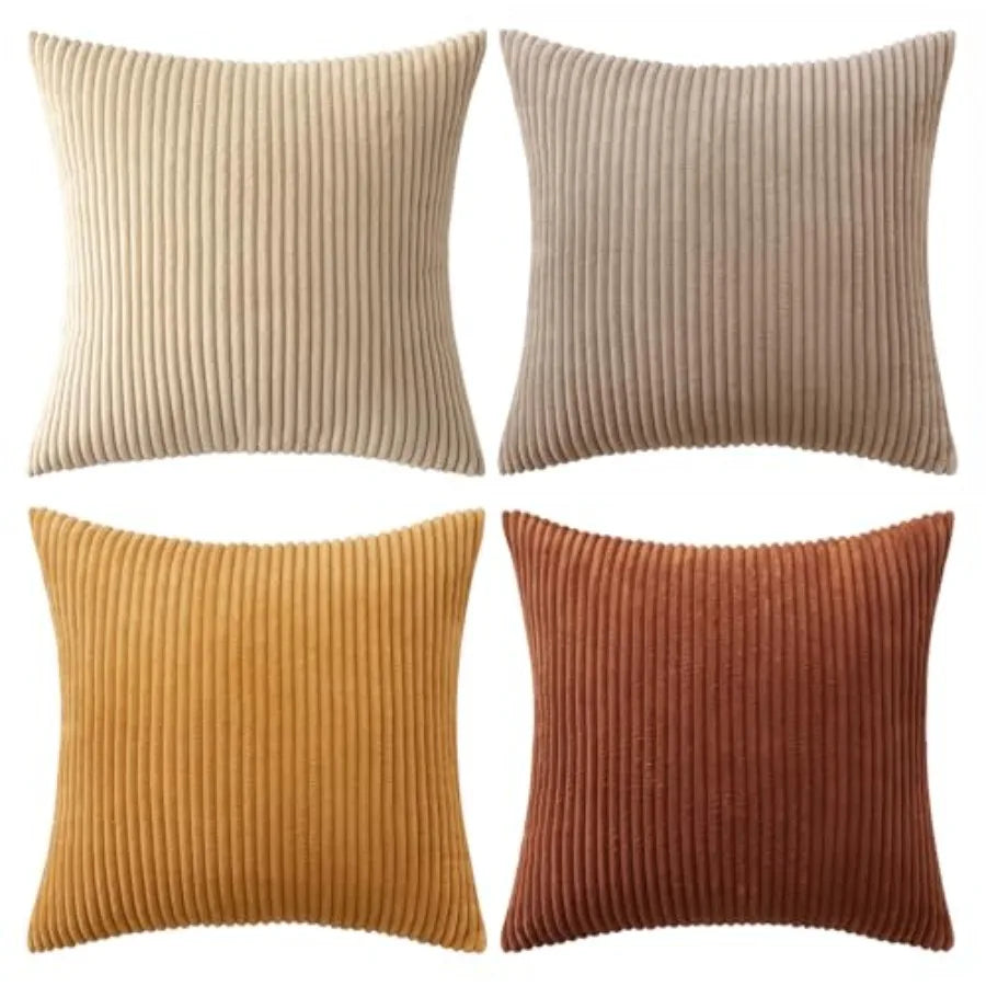 Boho Farmhouse Throw Pillow Covers 18x18 Inch Set of 4 Modern Nordic Cushion Covers Soft Corduroy