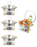 4 Pack Chafing Dishes Set for Buffet, 5 QT Stainless Steel Food Warmers with Glass Lid