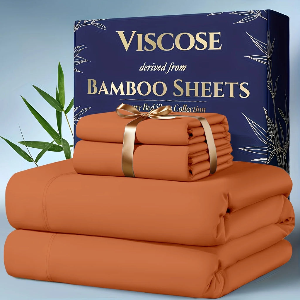 4pcs Bamboo Cooling Bedding - Extra Deep Pocket Breathable And Cooling  Sheet And Fitted Sheet -