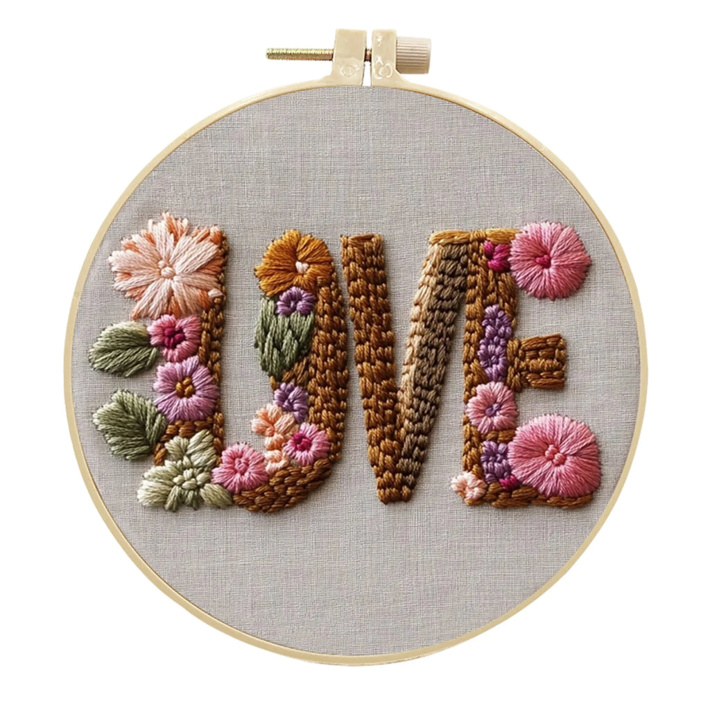 Cross Stitch Kit with Heart Patterns and Embroidery Hoop ALL Levels