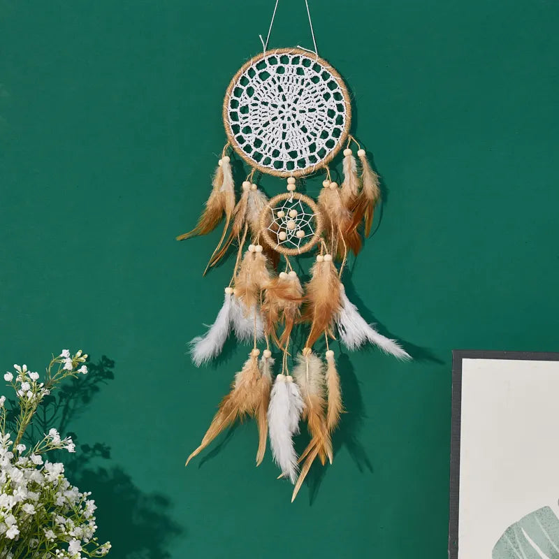 5-piece large Dream Catcher, handcrafted Bohemian Moon Dream Chaser