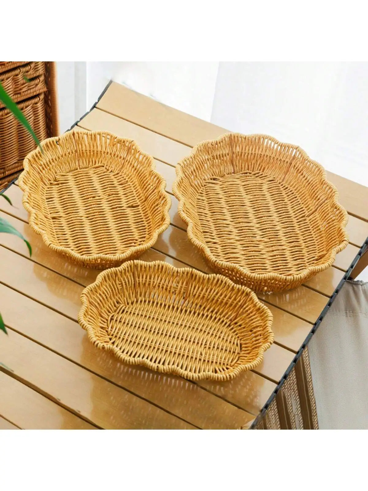 3pcs/1pc Handmade Woven Rattan Style Tray