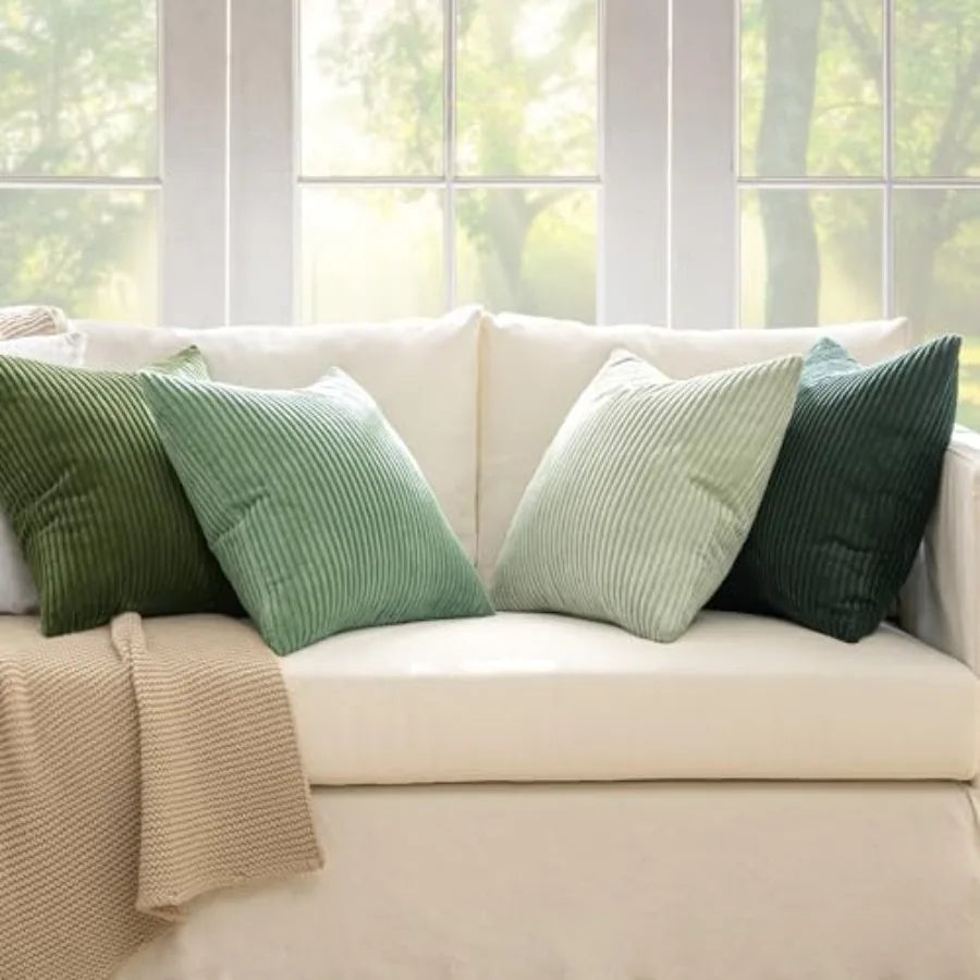 Boho Farmhouse Throw Pillow Covers 18x18 Inch Set of 4 Modern Nordic Cushion Covers Soft Corduroy