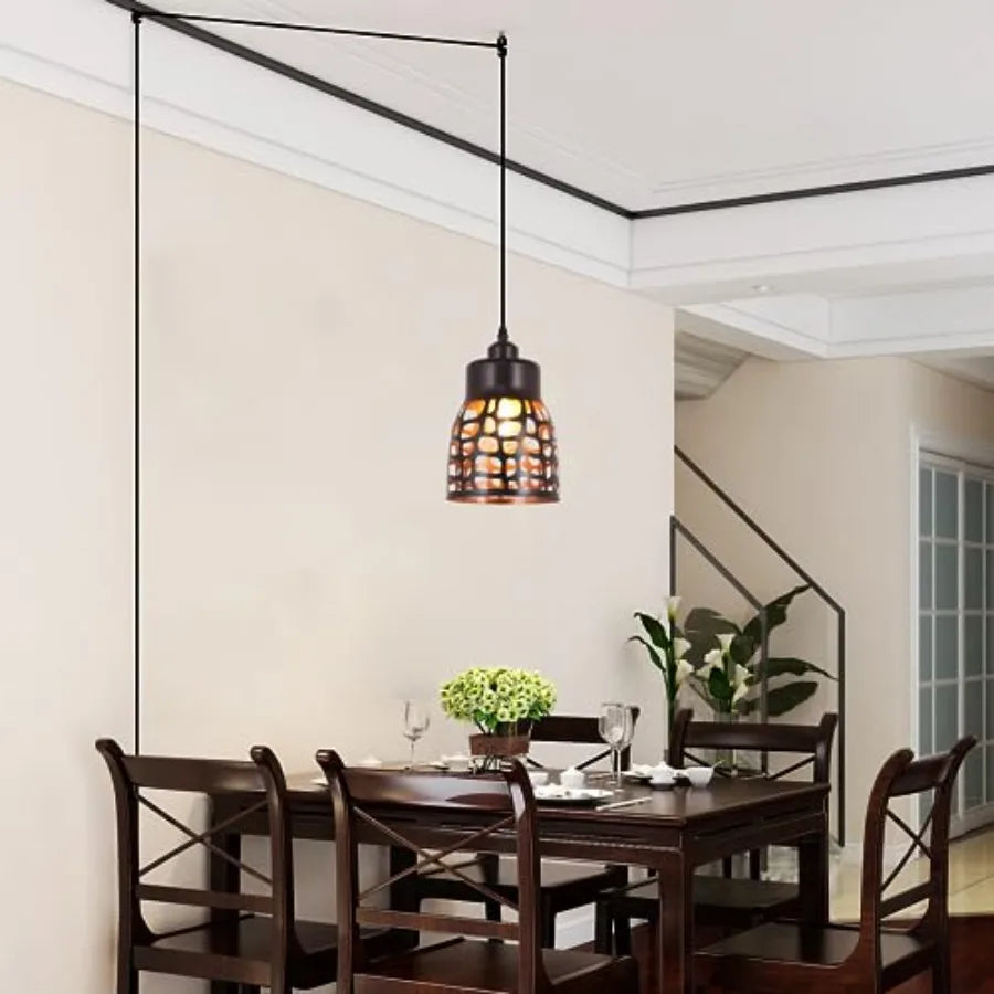 Pendant Light Industrial Vintage  Retro Farmhouse Ceiling Hanging Light Fixture Black Metal Creative Geometric