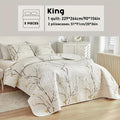 2/3pcs Floral Comforter Quilt Set Queen King Full Twin Size, White/Grey Soft Microfiber Reversible Bedding With Shams