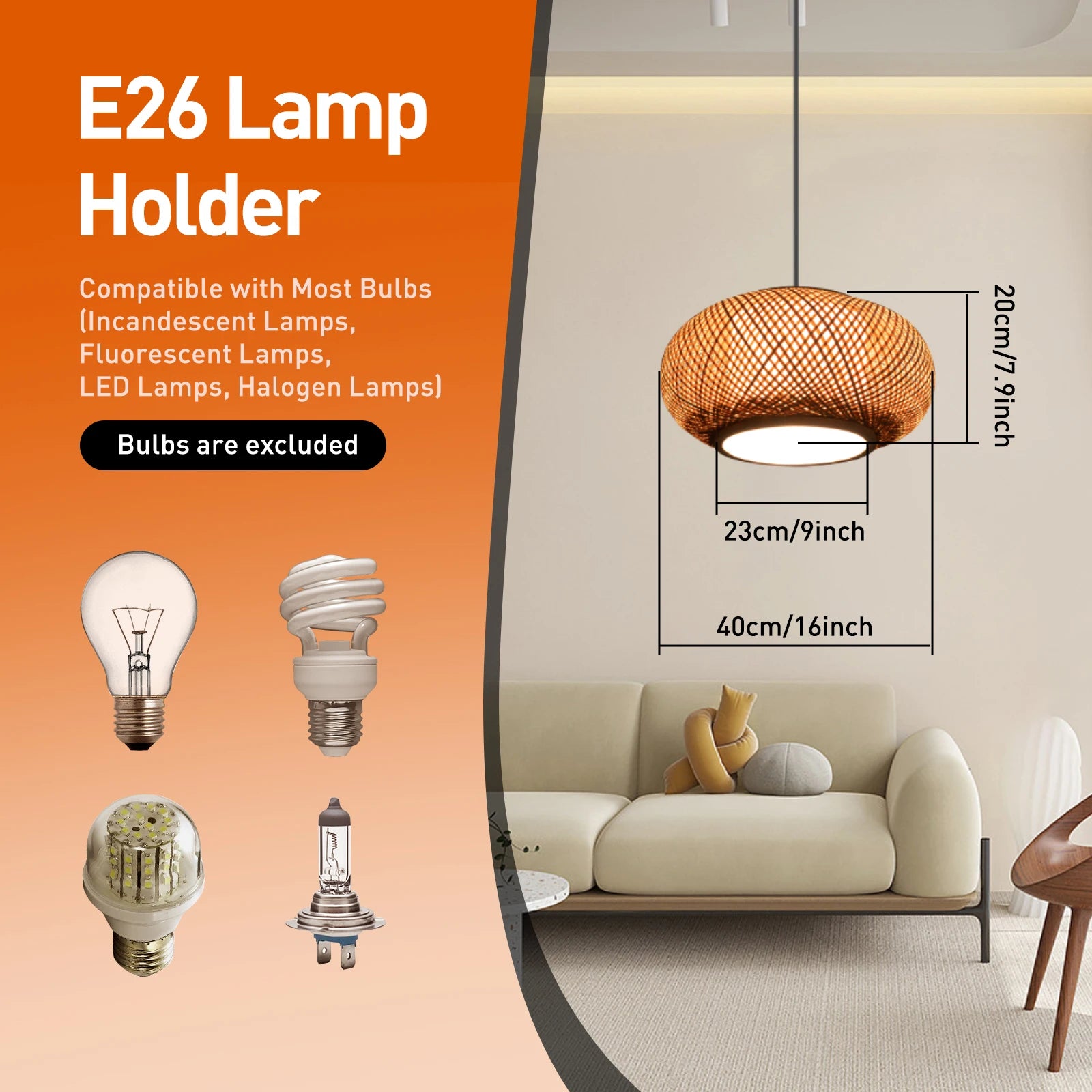 Boho Bamboo Rattan Pendant Light - Hand-Woven Wicker Chandelier