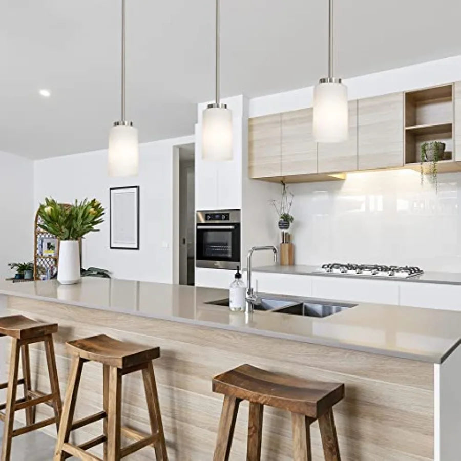 Farmhouse Chandelier Pendant Light Fixtures with Opal White Shades Hanging Ceiling Pendant Lighting