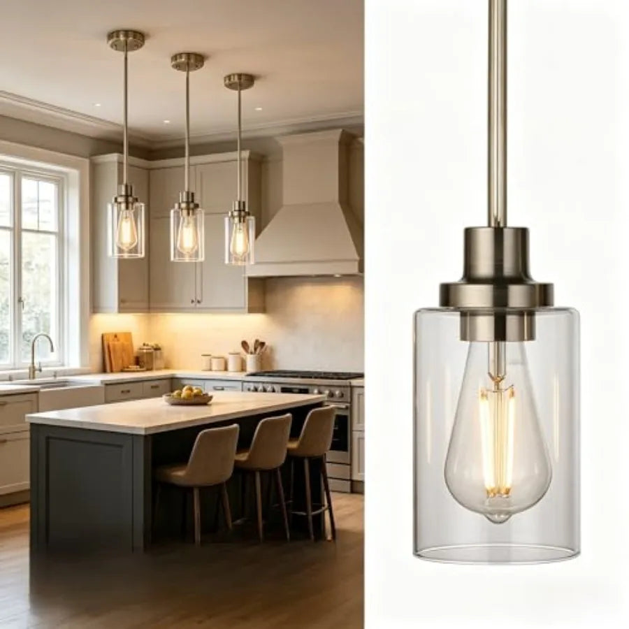 Mini Pendant Lights 1-Light with Clear Glass Shade Contemporary Modern Light Fixtures Ceiling Hanging