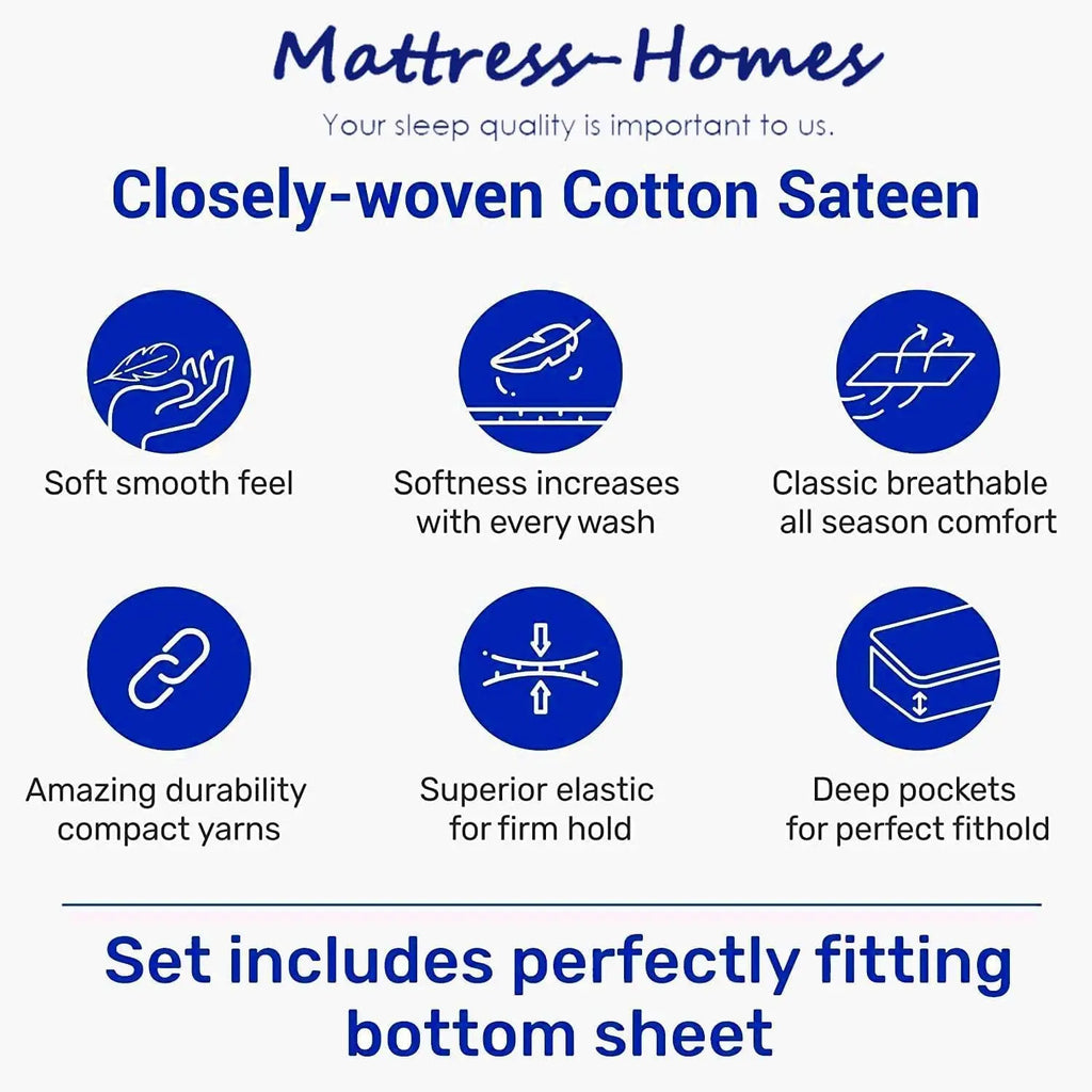 King Sheet Set 6 Piece, 100% Egyptian Cotton, 18 Inch Deep Pocket Fitted Sheet, Soft & Breathable Bedding with 4 Pillowcases