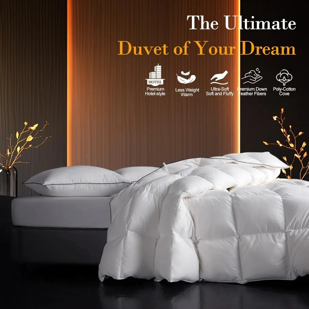 Luxurious Queen Size down Fiber Comforter 54 Oz High All Seasons  Duvet Insert for Cozy Nights